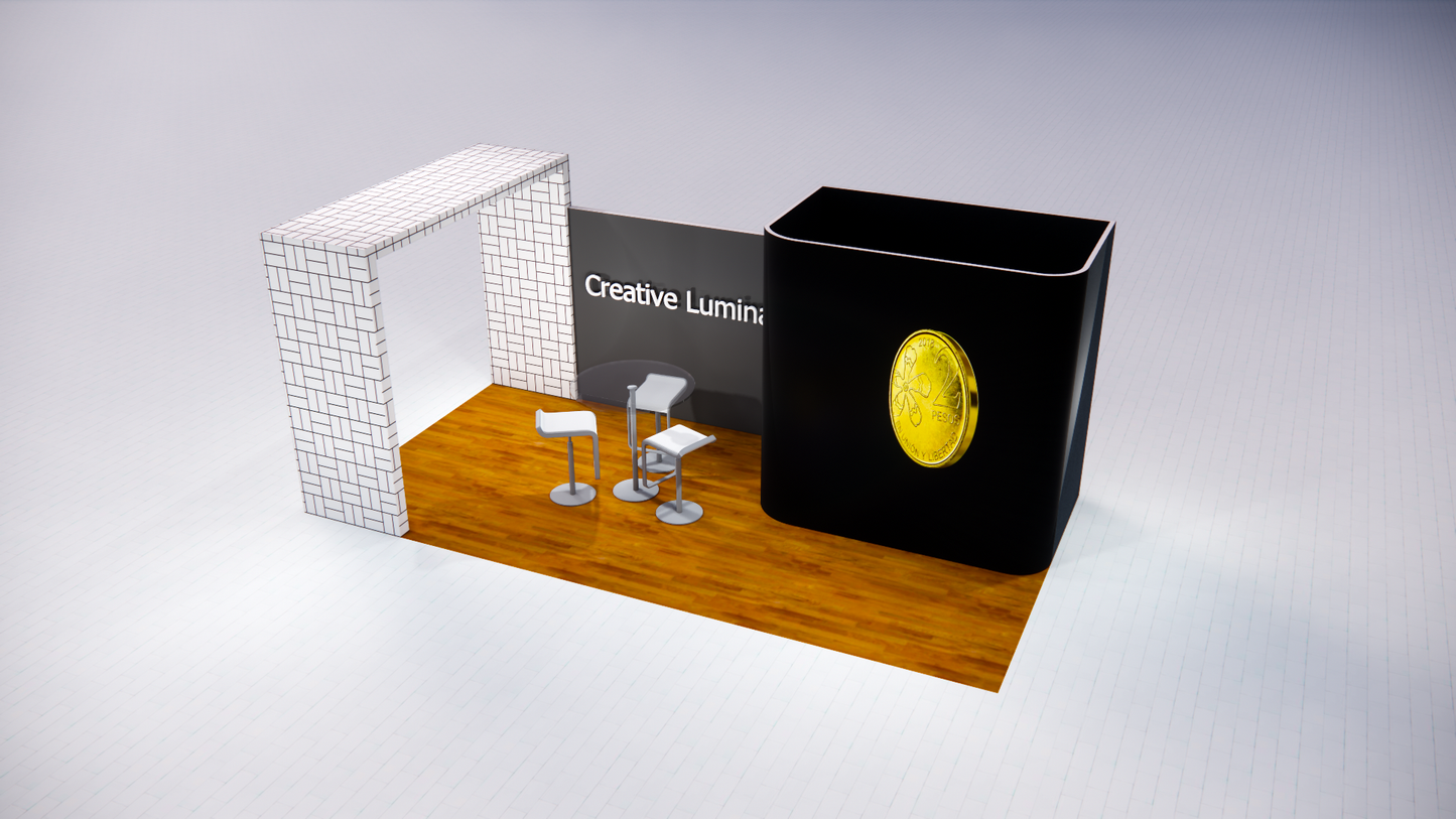 10x20 Custom Trade Show Booth Design With LED Letter Sign, Backlit LED Storage, and Arch-Type Display