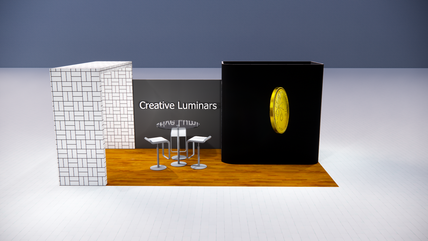 10x20 Custom Trade Show Booth Design With LED Letter Sign, Backlit LED Storage, and Arch-Type Display