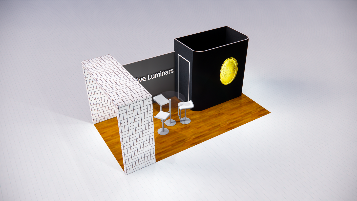 10x20 Custom Trade Show Booth Design With LED Letter Sign, Backlit LED Storage, and Arch-Type Display