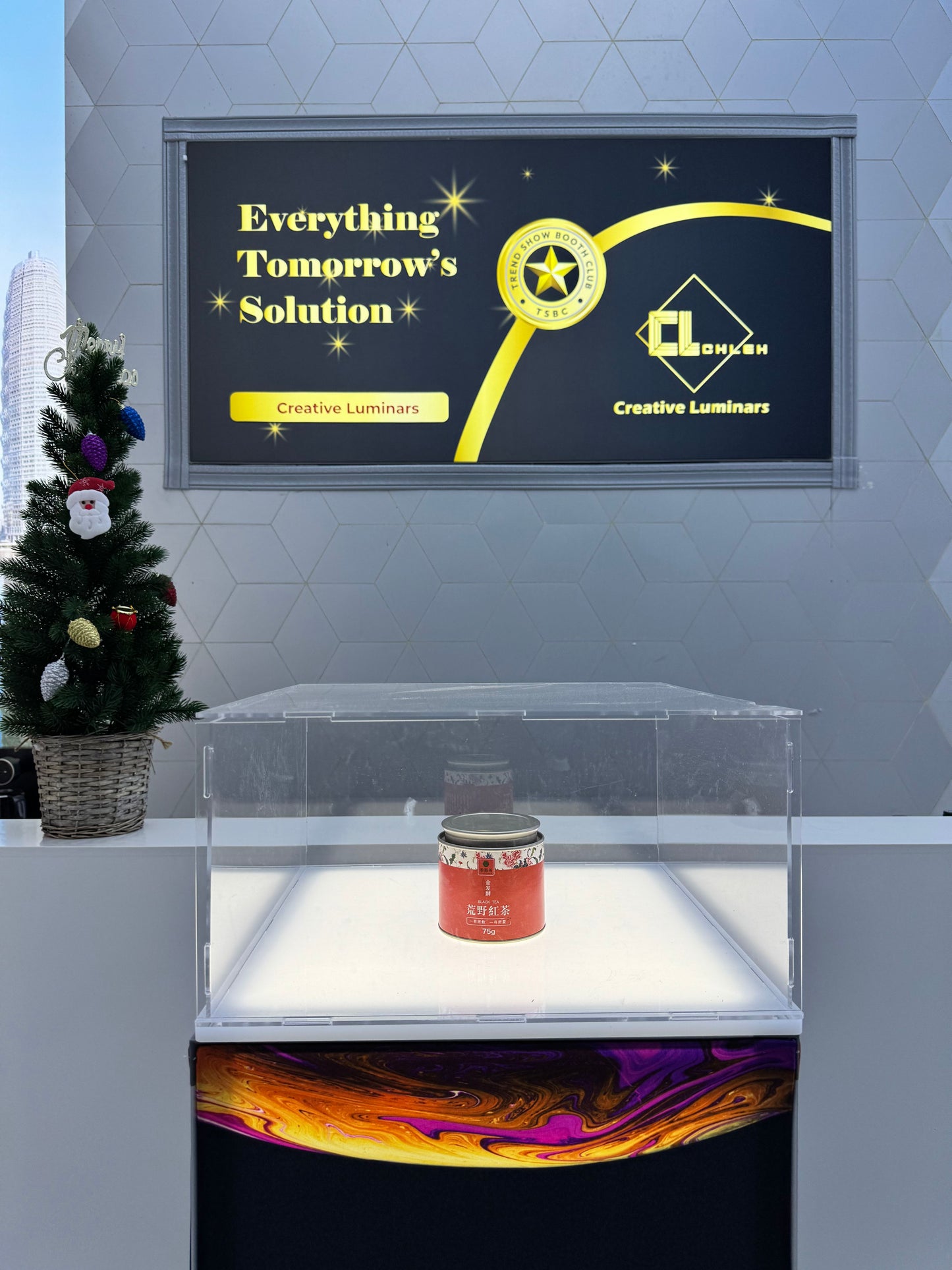 Trade Show Acrylic Showcase Display Cabinet with Built-In Lighting and Easy Installation