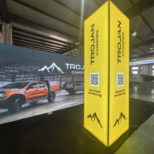 20x20 Best Trade Show booth Design Backlit Arch Custom Exhibits for Brisbane National 4x4 Show