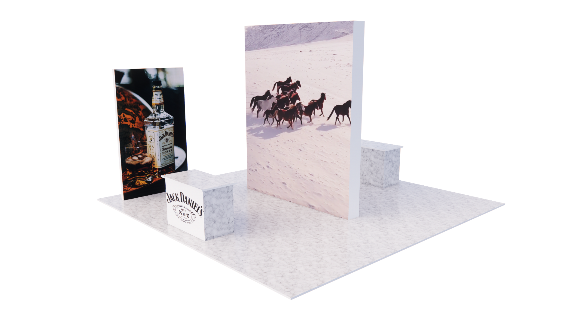 10x10/20 Custom  Trade Show Booth Designs with Free-Standing LED Video Wall Displays