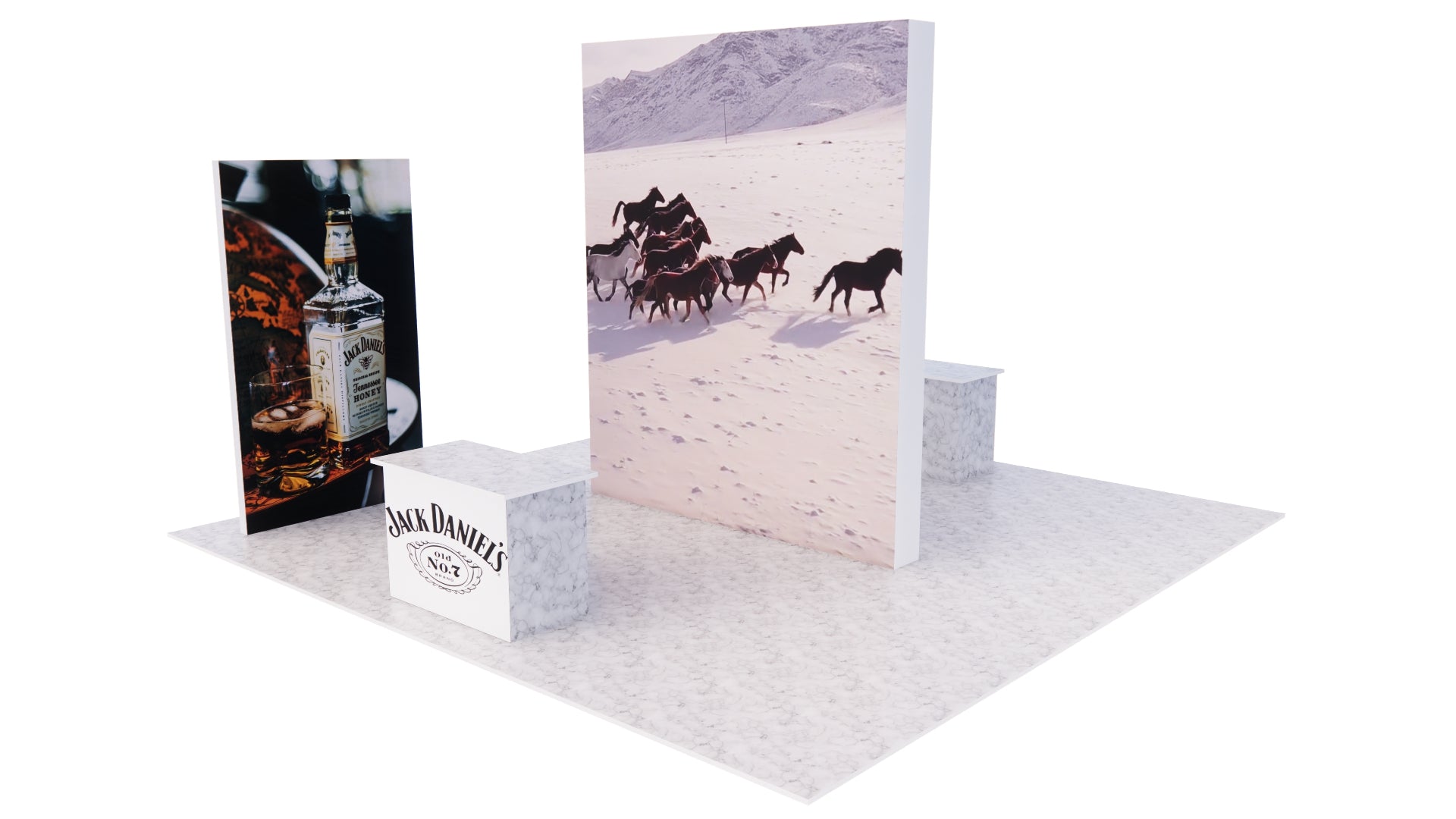 10x10/20 Custom  Trade Show Booth Designs with Free-Standing LED Video Wall Displays