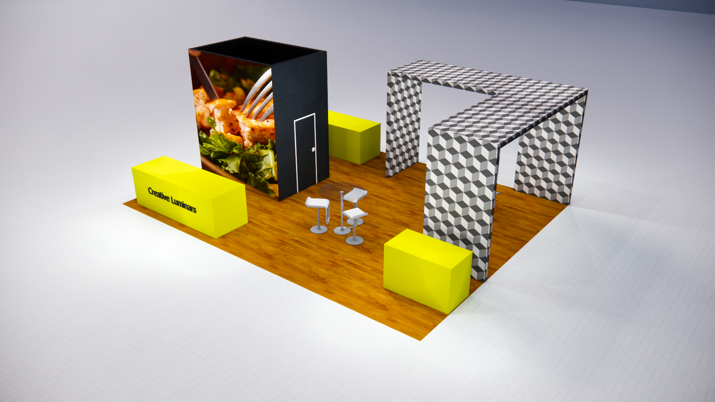 10x20 Custom Trade Show Booth Design with LED Storage Displays for Maximum Visual Impact